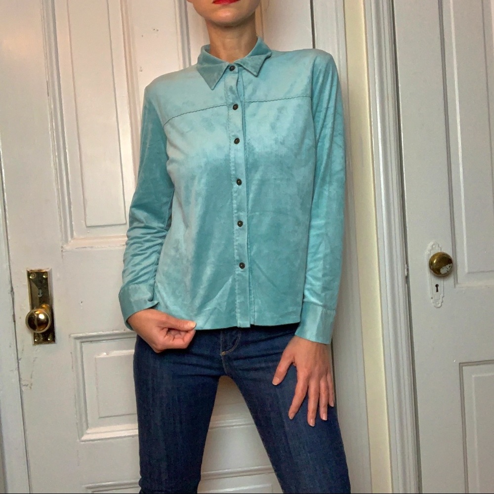 π Turquoise Faux Suede Top - Picture 1 of 12